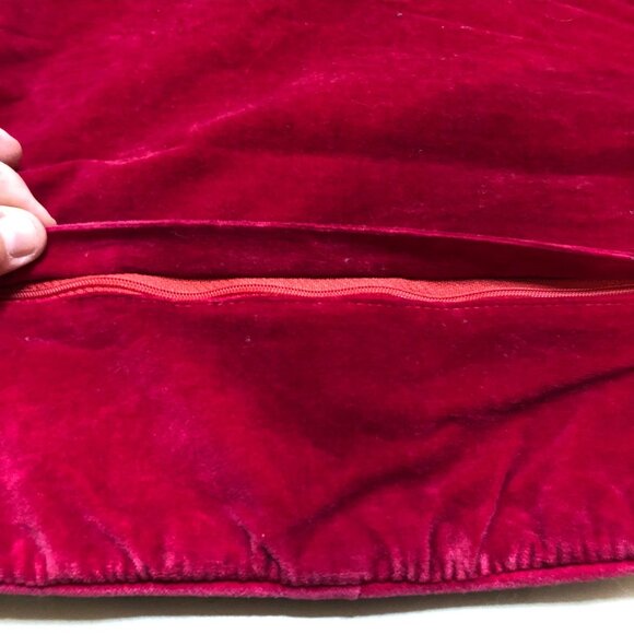 Handmade Needlepoint Christmas Pillow Cover with Ornament Design Red Velvet Back - Picture 6 of 10